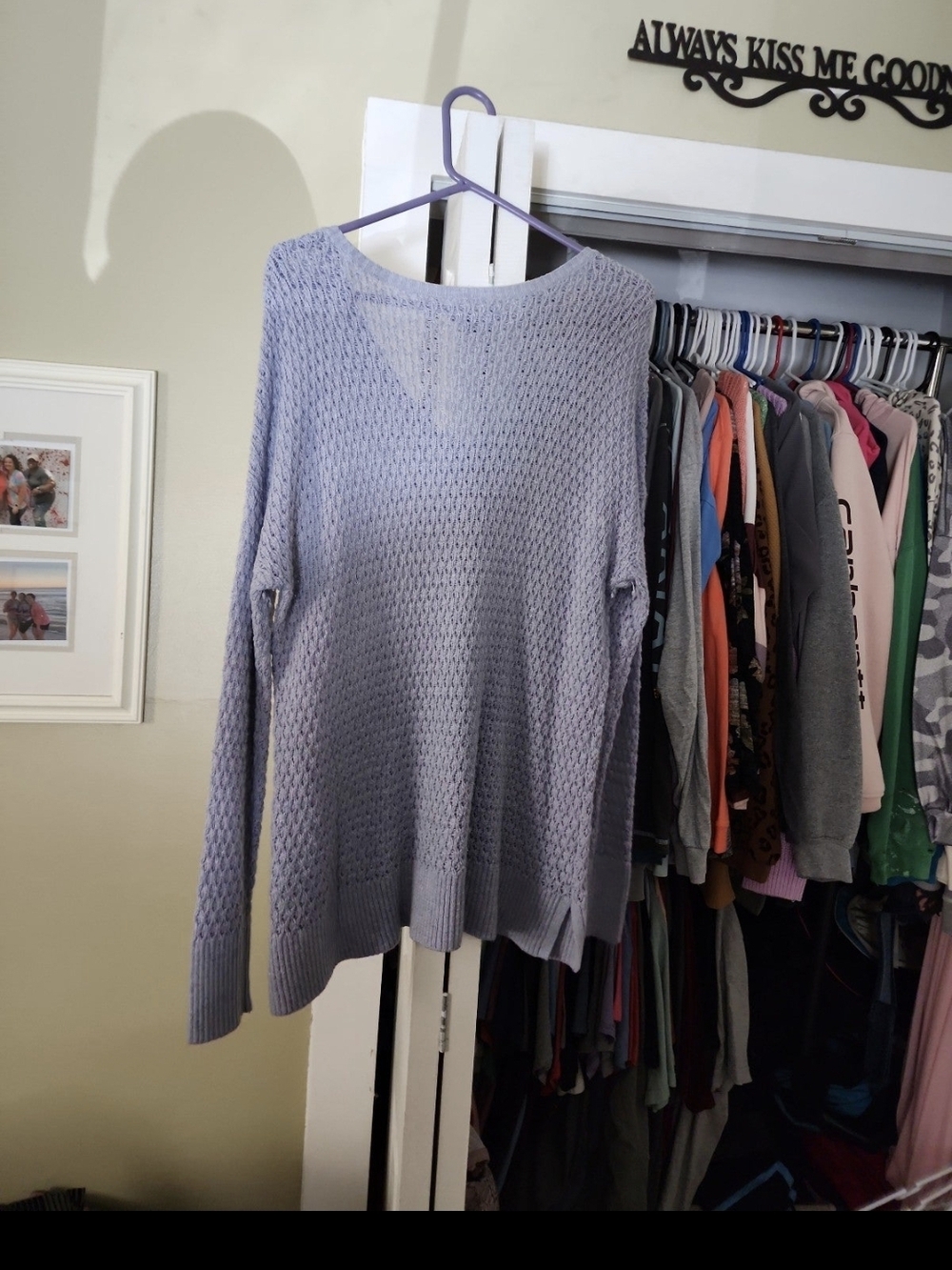 American Eagle Outfitters Light Lavender V-Neck Knit Sweater - Picture 3 of 3